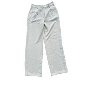 Forever 21 Womens Cream Wide Leg Mid-Rise Pants Size M Lightweight